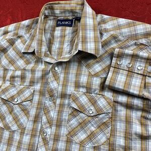 Vintage Planks Pearl Snap Shirt Western Rodeo Cowboy Men Size Med Plaid